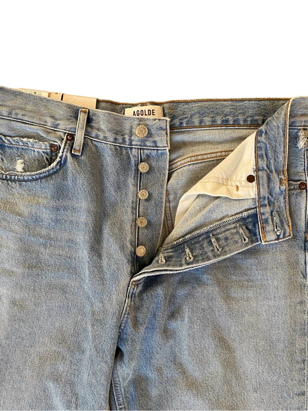 Agolde Lana Straight Leg Riptide Wash Lightly Distressed Jeans Sz 29 NWT - Picture 6 of 15